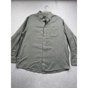 Jos. A. Bank Traveler's Collection Dress Shirt XL Olive Herringbone 100% Cotton
